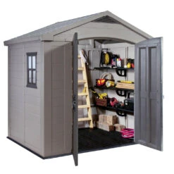Keter Factor Outdoor Apex Garden Storage Shed 8 X 6 Feet - Beige -Green Garden World 002 1400 4