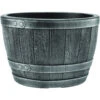 Blenheim Black Oak & Pewter Effect Half Barrel Planter - 40cm 1 Blenheim Black Oak & Pewter Effect Half Barrel Planter - 40cm -Green Garden World 2407031