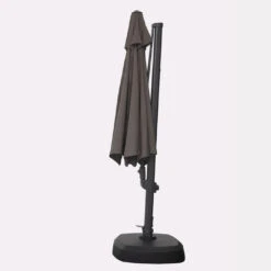 Kettler 3.5m Free Arm Parasol With LEDs And Wireless Speaker In Grey -Green Garden World 3 5m free arm parasol Grey 2 1400