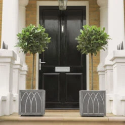 Stewart Versailles Square Planter In Pewter - 32cm