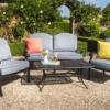Hartman Amalfi Lounge Set With 2 Seater Sofa In Antique Grey/Platinum -Green Garden World L Amalfi 2 seat lounge set antique grey platinum