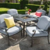 Hartman Amalfi 4 Seat Square Lounge Set With Fire Pit In Antique Grey/Platinum