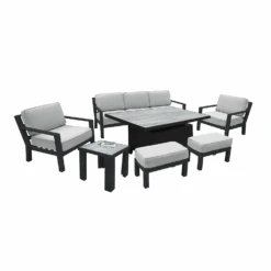 Hartman Apollo Adjustable Lounge Set In Carbon/Pewter