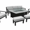 Hartman Apollo Lounge Set With Rectangular Fire Pit Table In Carbon/Pewter -Green Garden World L Apollo lounge fire pit set pewter silver birch