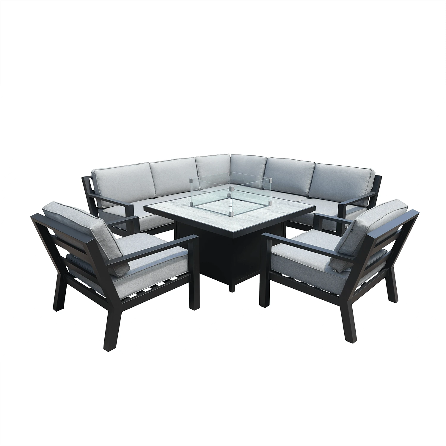 Hartman Apollo Square Corner Sofa Set With Lounge Chairs And Fire Pit Table In Carbon/Pewter 5 Hartman Apollo Square Corner Sofa Set With Lounge Chairs And Fire Pit Table In Carbon/Pewter - Image 3