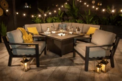 Hartman Apollo Square Corner Sofa Set With Lounge Chairs And Fire Pit Table In Carbon/Pewter