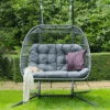 Eleanor Folding Double Hanging Egg Chair Cocoon In Grey -Green Garden World L Eleanor Double Cocoon