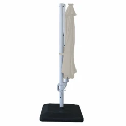 Hartman Caribbean Round Cantilever Parasol With Solar Powered Lights - Natural -Green Garden World L Hartman caribbean cantilever natural closed