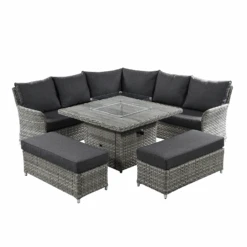 Hartman Heritage Grand Square Corner Sofa Set With Gas Fire Pit Table In Ash / Slate 10 Hartman Heritage Grand Square Corner Sofa Set With Gas Fire Pit Table In Ash / Slate -Green Garden World L Heritage grand square fire pit ash