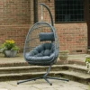 Holly Single Folding Hanging Egg Chair Cocoon In Grey 2 Holly Single Folding Hanging Egg Chair Cocoon In Grey -Green Garden World L Holly Cocoon