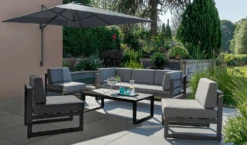 Kettler 2.5m Wall Mounted 2.5m Square Grey Frame / Taupe Canopy