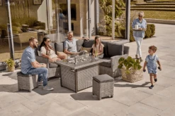 Kettler Palma Mini Corner Fire Pit Set In White Wash / Taupe 9 Kettler Palma Mini Corner Fire Pit Set In White Wash / Taupe -Green Garden World L Kettler Palma mini corner fite pit white wash lifestyle