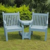 Sandwick Winawood 2 Seater Wood Effect Love Seat - Blue -Green Garden World L Winawood sandwick love seat blue