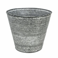 Ribbed Galvanised Planter Small