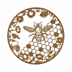 Rusty Metal Honeycomb Bee Wall Hanging Plaque - 60cm Diameter