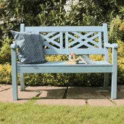 Winawood Speyside 2 Seater Wood Effect Garden Bench In Blue