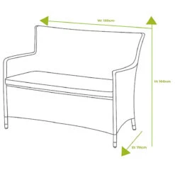 Hartman Heritage 2 Seater High Back Bench With Cushion In Ash / Slate -Green Garden World L1 Hartman heritage high back 2 seat bench size 1