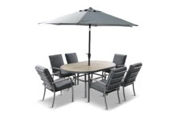 LG Monza 6 Seat Set With Highback Armchairs And 3.0m Parasol 11 LG Monza 6 Seat Set With Highback Armchairs And 3.0m Parasol -Green Garden World L1 MNZ SET6