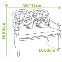 Hartman Amalfi 2 Seater Bench In Antique Grey / Platinum 7 Hartman Amalfi 2 Seater Bench In Antique Grey / Platinum -Green Garden World L1 hartman amalfi 2 seat bench size 2