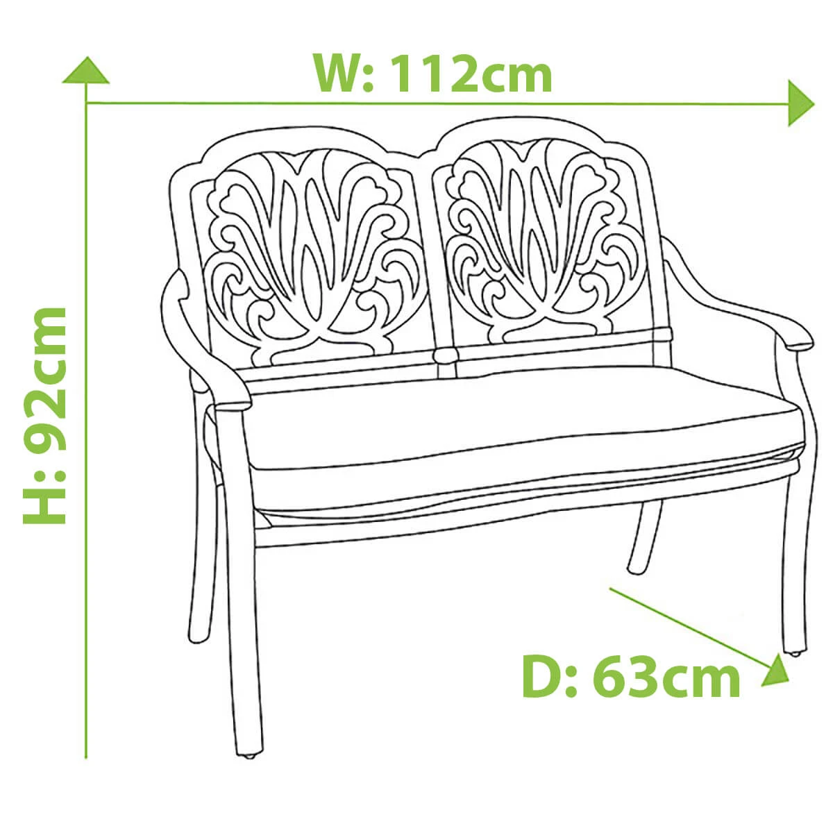 Hartman Amalfi 2 Seater Bench In Antique Grey / Platinum 5 Hartman Amalfi 2 Seater Bench In Antique Grey / Platinum - Image 3
