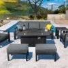 Hartman Aurora Lounge Set With Fire Pit Table In Matt Xerix/Zenith -Green Garden World L1 hartman aurora lounge set fire pit matt xerix zenith