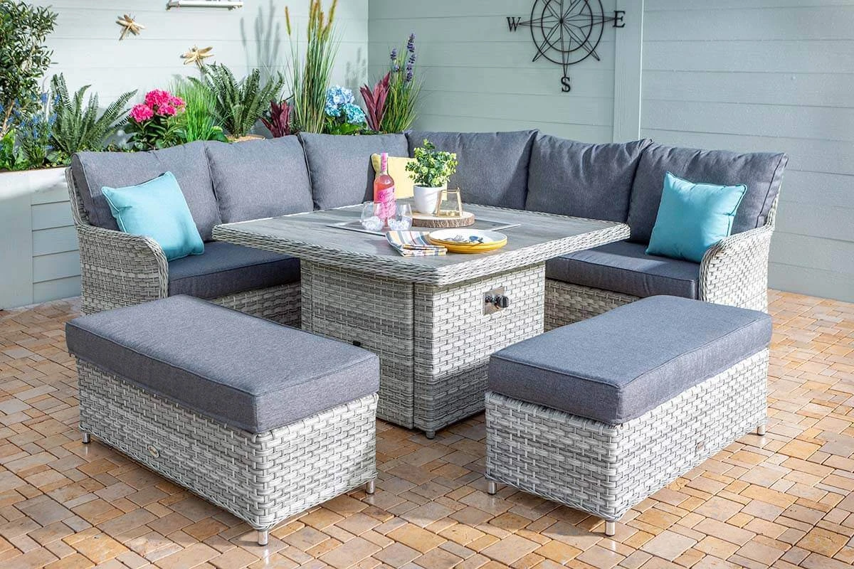 Hartman Heritage Grand Square Corner Sofa Set With Gas Fire Pit Table In Ash / Slate 4 Hartman Heritage Grand Square Corner Sofa Set With Gas Fire Pit Table In Ash / Slate - Image 2