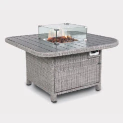 Kettler Palma Grande Fire Pit Corner Sofa Set In White Wash / Taupe -Green Garden World Palma Grande Fire Pit Table with fire ww1400
