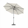 Kettler 3.0m Wind Up Parasol With Tilt, Natural Canopy And LED Lights -Green Garden World S Kettler 3m parasol led natural