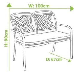 Hartman Capri 2 Seat Bench In Antique Grey / Platinum -Green Garden World S1 hartman capri 2 seat bench size