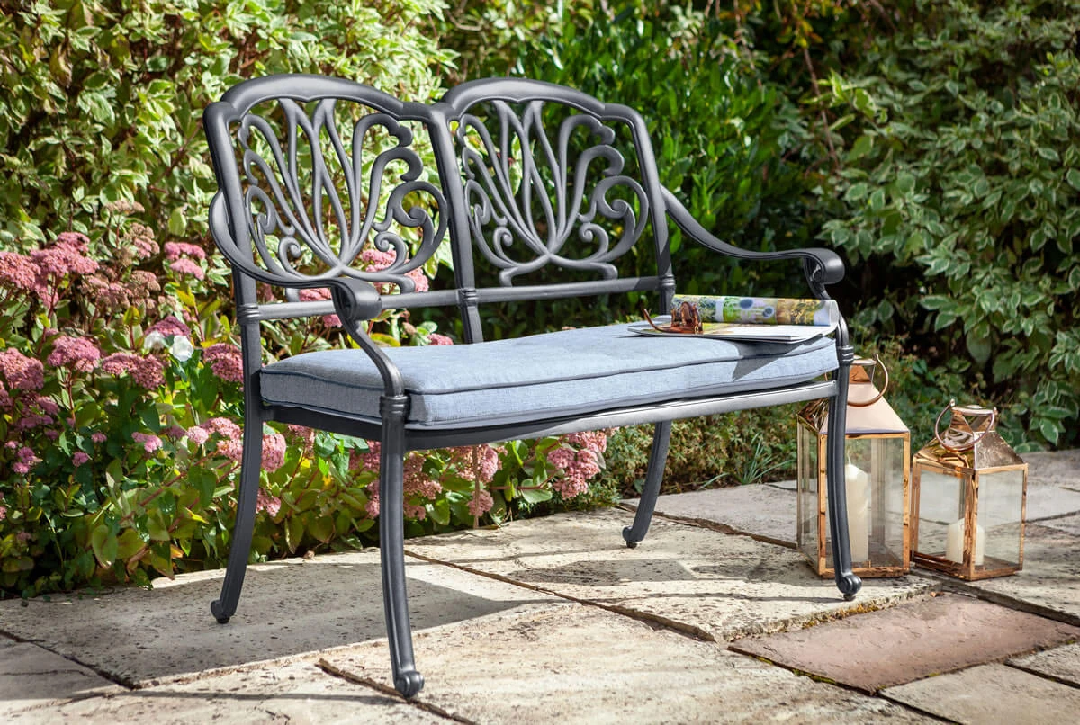 Hartman Amalfi 2 Seater Bench In Antique Grey / Platinum 3 Hartman Amalfi 2 Seater Bench In Antique Grey / Platinum