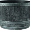 Blenheim Black Oak & Pewter Effect Half Barrel Planter - 61cm 2 Blenheim Black Oak & Pewter Effect Half Barrel Planter - 61cm -Green Garden World blenheim half barrel pewter