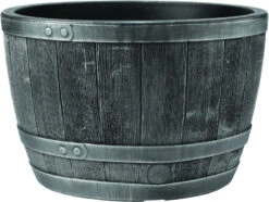 Blenheim Black Oak & Pewter Effect Half Barrel Planter - 61cm