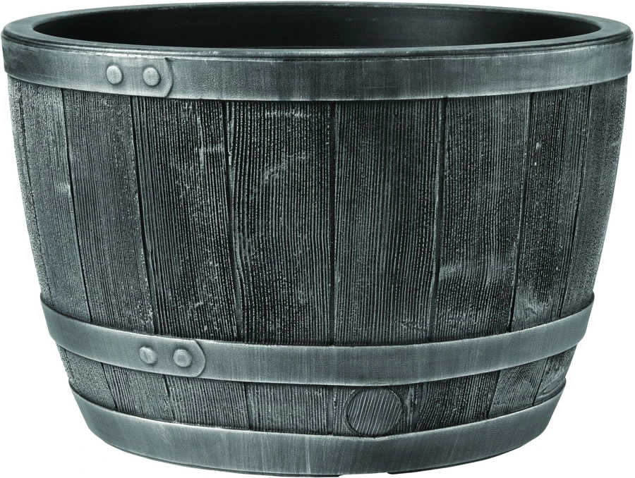 Blenheim Black Oak & Pewter Effect Half Barrel Planter - 61cm 3 Blenheim Black Oak & Pewter Effect Half Barrel Planter - 61cm
