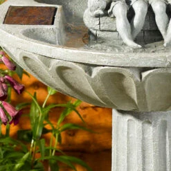 Solar Umbrella Fountain Water Feature 8 Solar Umbrella Fountain Water Feature -Green Garden World children dog under umbrella water fountain feature smart solar close2