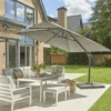 Norfolk Leisure Royce Executive Standard Square 3m Cantilever Parasol - Soft Grey -Green Garden World executive soft grey