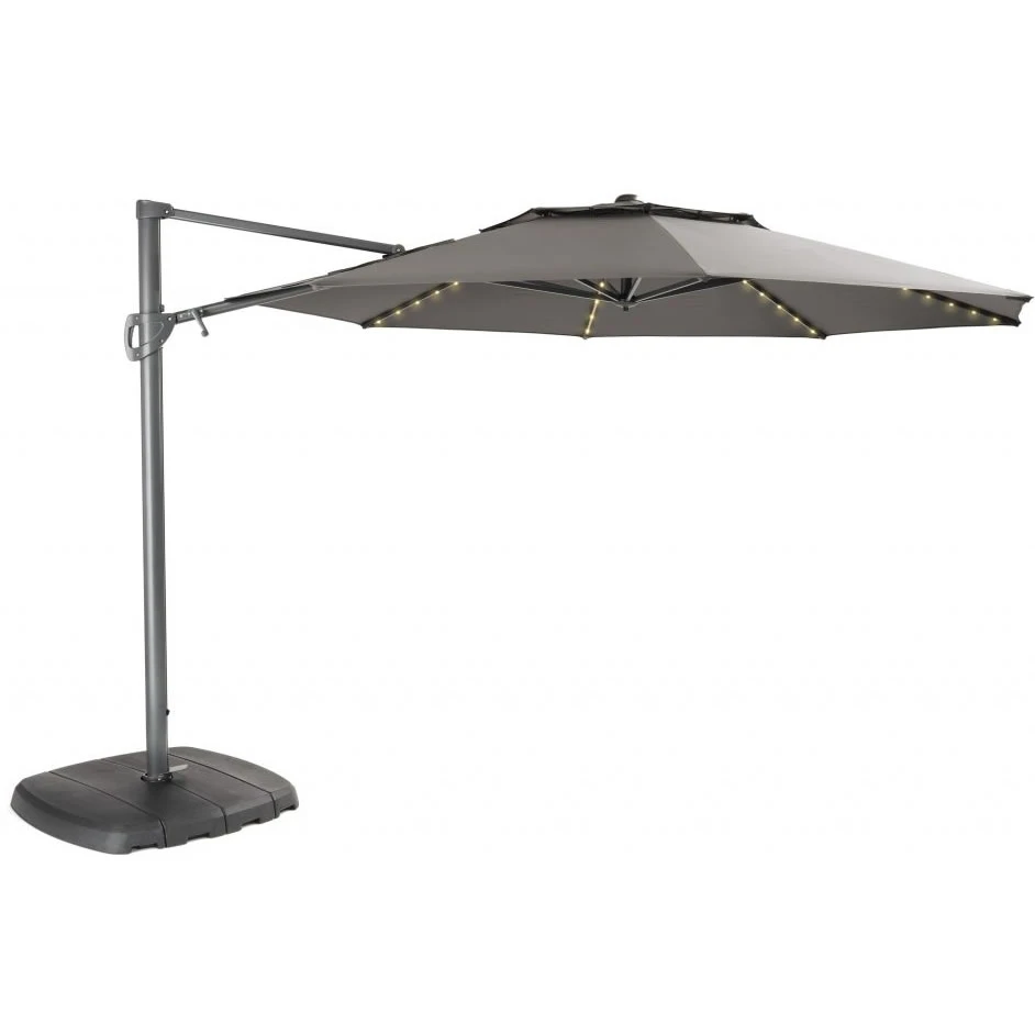 Kettler 3.3m Free Arm Grey Frame / Grey Taupe Canopy Parasol (with LED Lights And Wireless Speaker) 4 Kettler 3.3m Free Arm Grey Frame / Grey Taupe Canopy Parasol (with LED Lights And Wireless Speaker) - Image 2