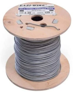 250m Roll Of 4mm Diameter Galvanised Mild Steel Line Or Straining Wire In A Handy Spool