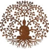 Rustic Round Steel Metal Bodhi Buddha Tree Wall Plaque - 60cm Diameter