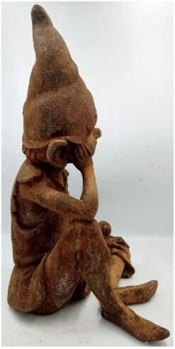 Sitting Pixie Garden Ornament - Cold Cast Iron -Green Garden World l 61inhh 11vL. AC SL1020 1