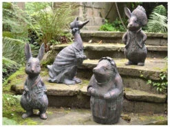 Beatrix Potter Garden Sculptures: Peter Rabbit, Benjamin Bunny, Mrs Tiggy Winkle And Jemima Puddle-duck