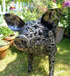 Big Pig Decorative Filigree Metal Ornament, 60 X 90cm -Green Garden World l AN179 3