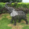 Standing Filigree Metal Elephant Sculpture Garden Ornament - 1.2m (4ft) -Green Garden World l AN181 1