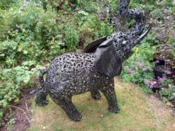 Standing Filigree Metal Elephant Sculpture Garden Ornament - 1.2m (4ft) -Green Garden World l AN181 3