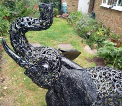 Standing Filigree Metal Elephant Sculpture Garden Ornament - 1.2m (4ft) -Green Garden World l AN181 4