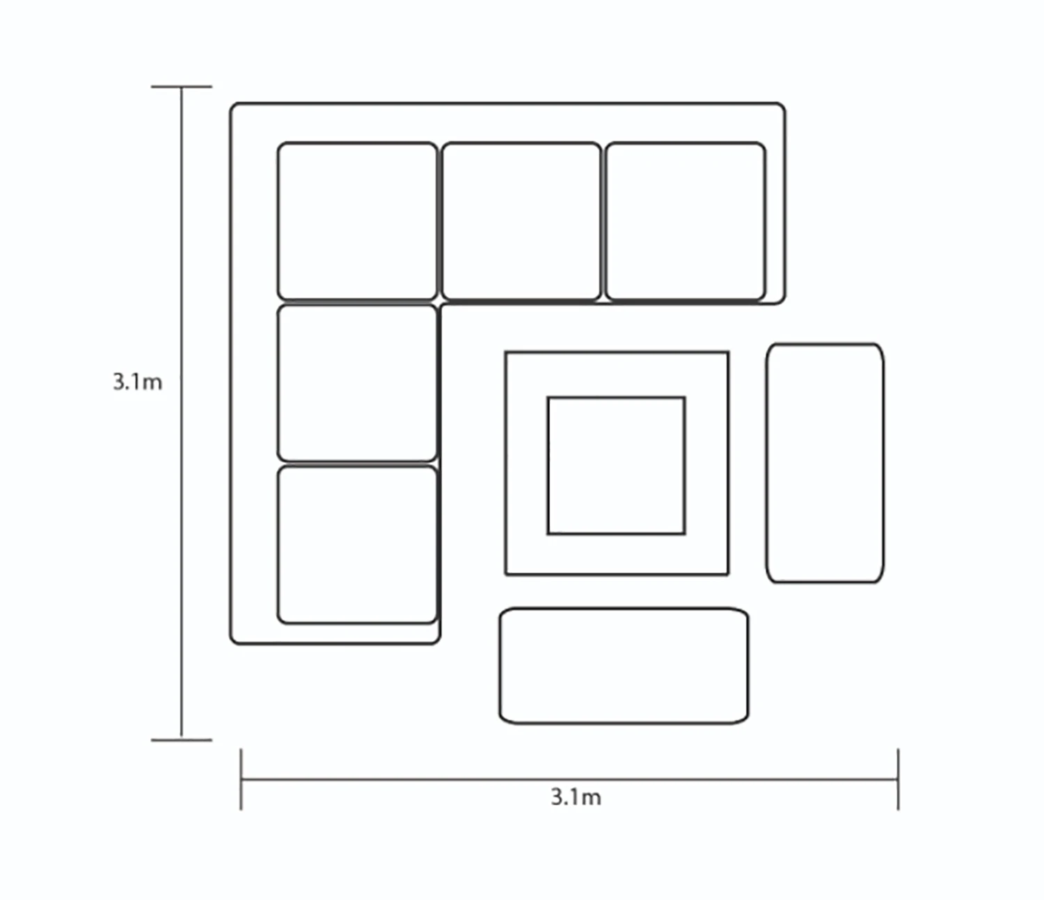 Hartman Apollo Square Corner Sofa Set With Lounge Chairs And Fire Pit Table In Carbon/Pewter 6 Hartman Apollo Square Corner Sofa Set With Lounge Chairs And Fire Pit Table In Carbon/Pewter - Image 4