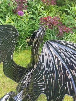 Mystical Dragon Garden Sculpture In Platework Metal - 56cm Tall 9 Mystical Dragon Garden Sculpture In Platework Metal - 56cm Tall -Green Garden World l BA02 4