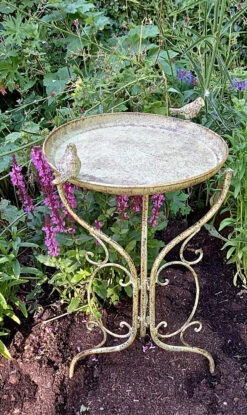 Aged Verdigris Decorative Bird Bath With Three Legs -Green Garden World l Bird bath