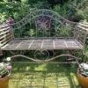 Ornate Verdigris Metal Garden Bench, 93cm X 107cm