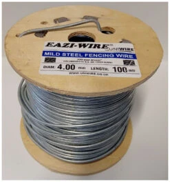 100m Roll Of 4mm Diameter Galvanised Mild Steel Line Or Straining Wire In A Handy Spool