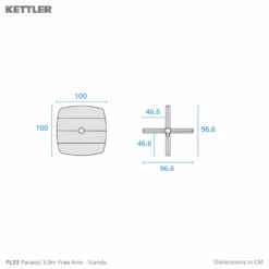 Kettler 3.3m Free Arm Grey Frame / Grey Taupe Canopy Parasol (with LED Lights And Wireless Speaker) 10 Kettler 3.3m Free Arm Grey Frame / Grey Taupe Canopy Parasol (with LED Lights And Wireless Speaker) -Green Garden World l Kettler freearm 2